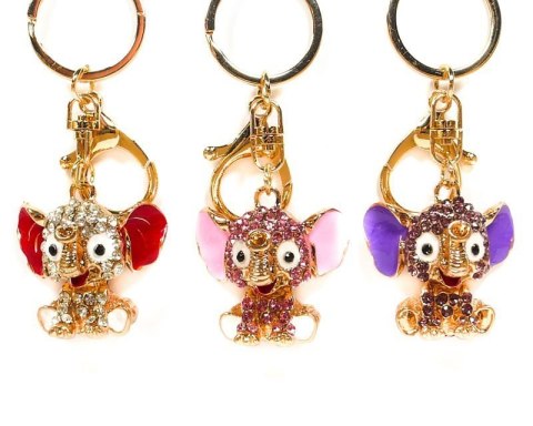 Brelok do kluczy słonik w cyrkonie mix kolorów