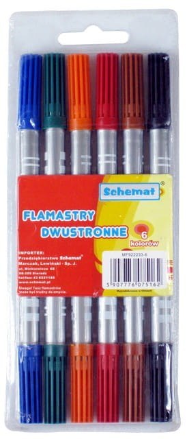 Flamastry dwustronne 6 kolorów 5162