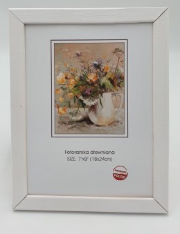 Fotoramka drewniana biała 18x24cm