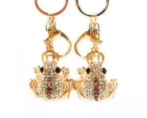 Brelok do kluczy żaba cyrkonie mix kolorów