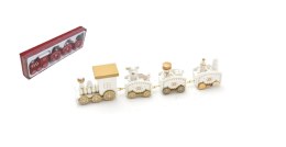 Dekoracja bożonarodzeniowa pociąg,ciuchcia drewniana 24x6,5 cm BIAŁA NT1616