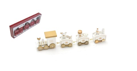 Dekoracja bożonarodzeniowa pociąg,ciuchcia drewniana 24x6,5 cm BIAŁA NT1616