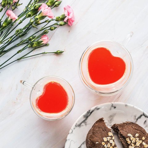 Szklanki termiczne z podwójnym dnem 2szt. SERCE | SZK18