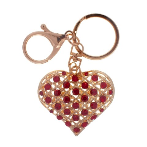 Brelok do kluczy z cyrkoniami czerwone serce