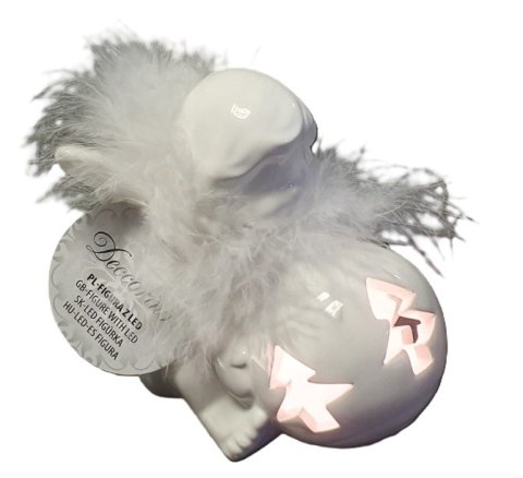 Figurka ceramiczna anioł z LED ,8x11,5cm