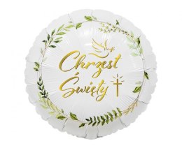 Balon foliowy Chrzest Święty gołąbek i krzyż 18