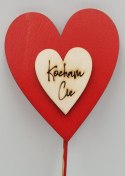 Serce na piku drewnianym z napisem "Kocham Cię" 3szt.