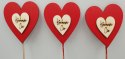 Serce na piku drewnianym z napisem "Kocham Cię" 3szt.