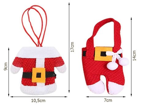 Ubranko pokrowiec na sztućce mikołaj świąteczne 3kpl/kurtka+ spodenki/