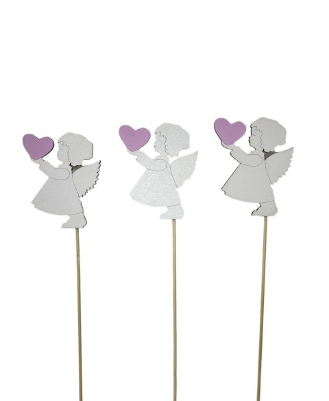 Pik 3szt. KOMUNIA CHRZEST ŚW. ANIOŁEK Z SERCEM DZIEWCZYNKA 9cm