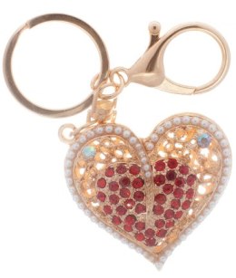 Brelok do kluczy z kryształkami SERCE