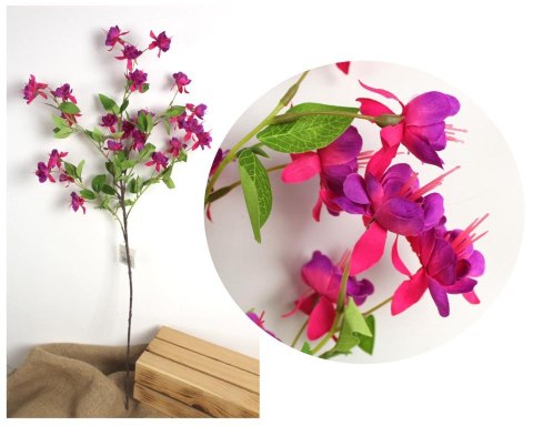 Gałązka FUKSJA 90 cm (główka 6 cm) RÓŻOWA WD-223C