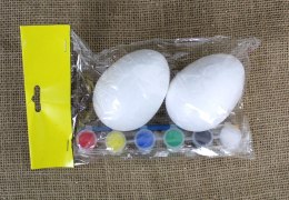 Jajka styropianowe z farbami 6 kolorów i pędzelkiem do malowania kpl 2 szt EAD-2135