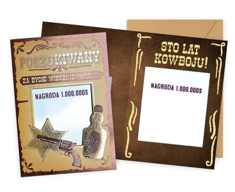 Karnet Urodziny (kowboj, lusterko) DK-1216