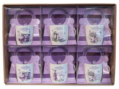 Kubek ceramiczny w ozdobnym opakowaniu - WZORY LAWENDOWE