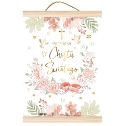 Pozłacany dyplom Pamiątka Chrztu Świętego - dziewczynka