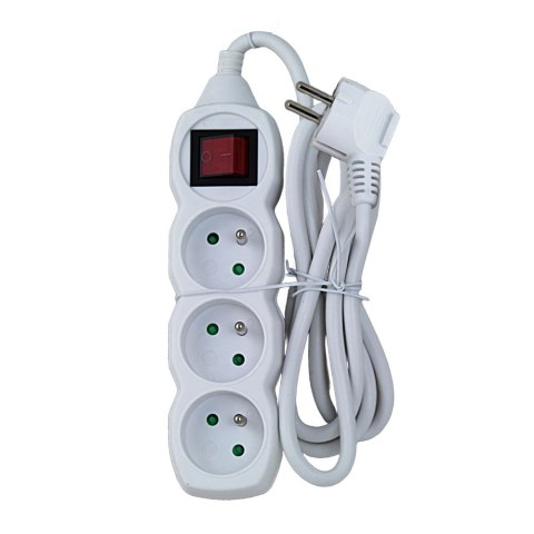 Przedłużacz listwa zasilająca 3 gniazdka z włącznikiem 1.5m BIAŁA ELK210W