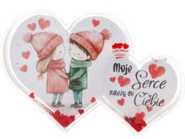 Ramka z brokatem podwójne serce 