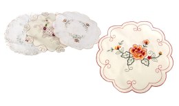 Serwetka 12szt. okrągła KWIATY wyszywane 38 cm mix SN55088