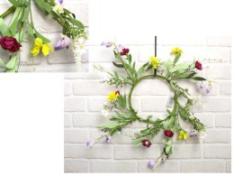 Wianek WIOSENNE KWIATY z piankowymi listkami 33 cm MZ-062