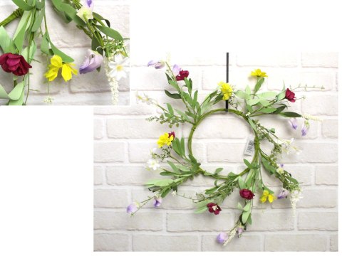 Wianek WIOSENNE KWIATY z piankowymi listkami 33 cm MZ-062