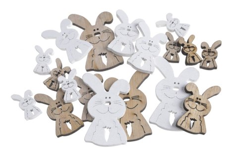 Zające wykrawanki mix 3 rozmiary 7cm, 5cm, 3cm, 18szt. 129CAN21082