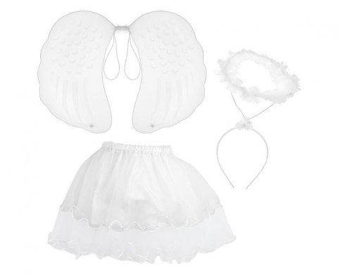 Zestaw dla dzieci "Aniołek" (spódniczka z obszyciem, skrzydła, aureolka) NP-ANI1