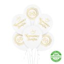 Balony komunijne biodegradowalne Komunia Święta IHS biało-złote 12cali 6szt. 127599