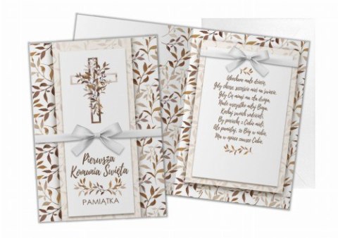 Kartka z życzeniami KARNET KOMUNIJNY krzyż