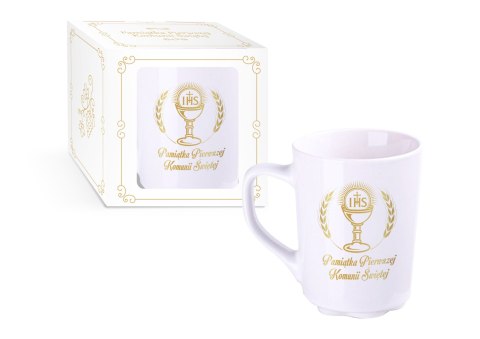 Kubek ceramiczny w kartoniku KOMUNIA KIELICH Z HOSTIĄ B1