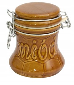 Pojemnik na miód kamionka 300 ml brązowy z klamrą