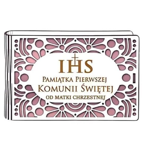 Pudełko na pieniądze banknotówka KOMUNIA - od MATKI CHRZESTNEJ - Ażur 3302A-KOM3R-MC