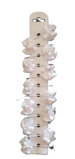 Spinki 12szt wsuwki białe kokardki