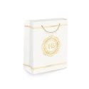 Torebka 12szt na prezenty 26 x 32 x 12cm IHS biało-złota 127469