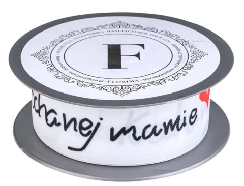 Wstążka biało czerwono czarna 3,5cm x 10mb KOCHANEJ MAMIE - 225592 M