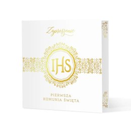Zaproszenie na komunię biało-złote 10szt. 132593