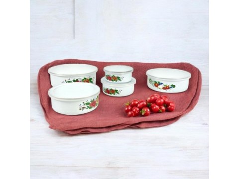 Zestaw misek emaliowanych z pokrywkami 10-18cm/24