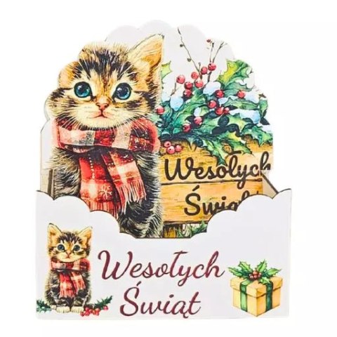 Flower box świąteczny pudełko prezentowe mikołajki Boże Narodzenie - KOT ŚWIĘTA