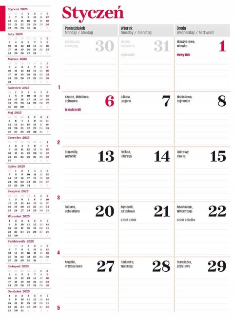Kalendarz planer miesięczny duży 2026 A4