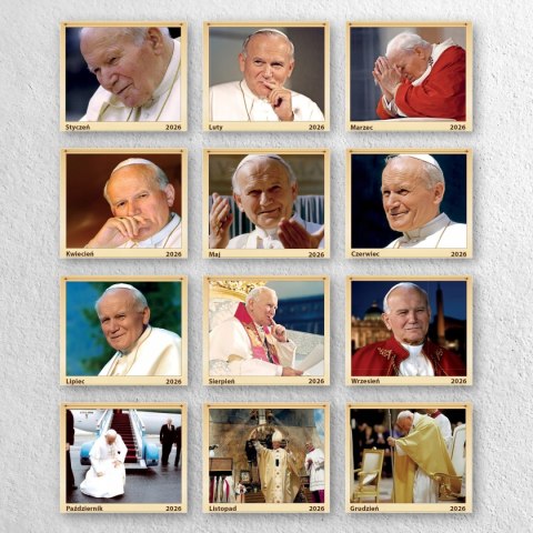 Kalendarz ścienny Papieski A4 2026 wieloplanszowy miesięczny Jan Paweł II