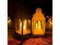 Lampion led z kloszem i świeczką 21cm 7401