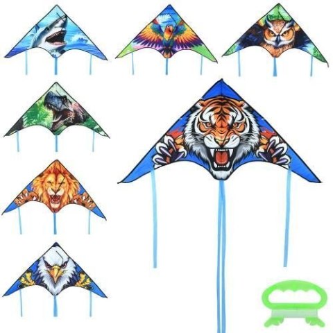 Latawiec 58 cm dla dzieci z wstążkami i linką kolorowy duży trójkątny mix 150cm V2