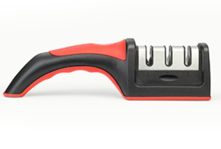 Ostrzałka do noży trzygłowicowa czerwono-czarna 21,5 x 6x 5cm w folii NT5631