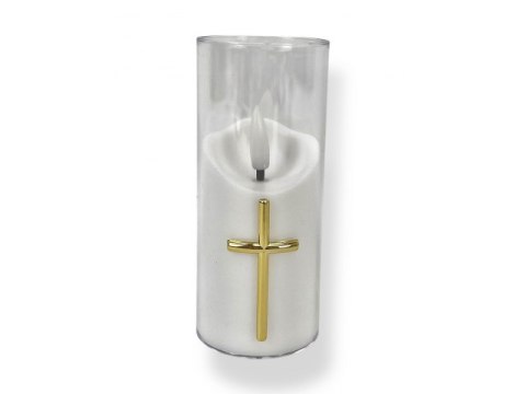 Świeczka led wkład do zniczy 12,5cm z krzyżem 7093