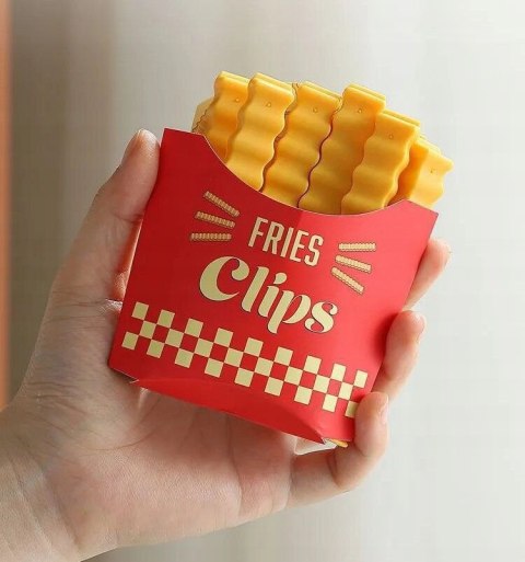 Zamykacze do żywności klipsy do zamykania opakowań magnes na lodówkę 12szt. FRYTKI