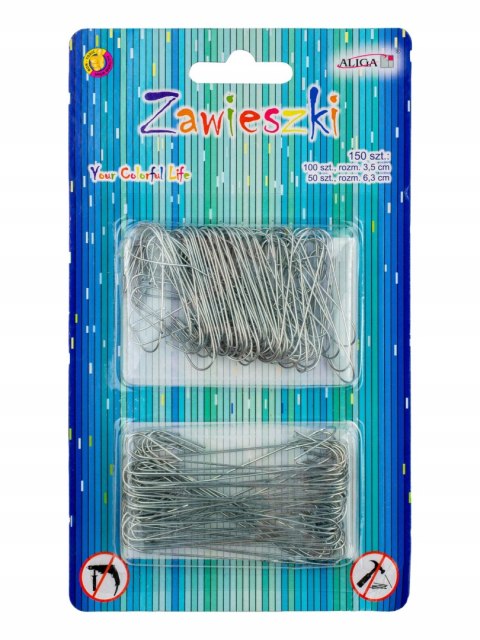 Zawieszki haczyki do bombek choinkowych srebrne typu C 150 szt. ZW9808