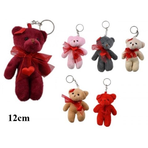 Brelok pluszowy 12cm miś z sercem