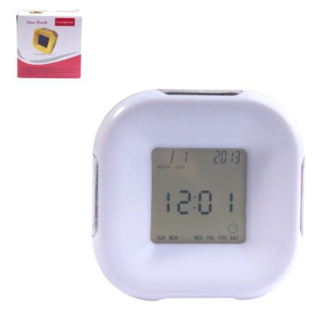 Budzik led świecący obracany 4 funkcje wym. 7 x 7cm. 2313#