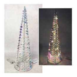 Dekoracja CHOINKA STOŻEK 30 LED na stelażu z drutu z folią holograficzną 60x16 cm MDT-341