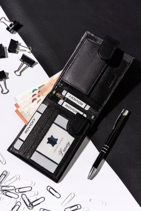 Duży pojemny portfel męski ze skóry naturalnej R-N992L-PDM-3272 BLA